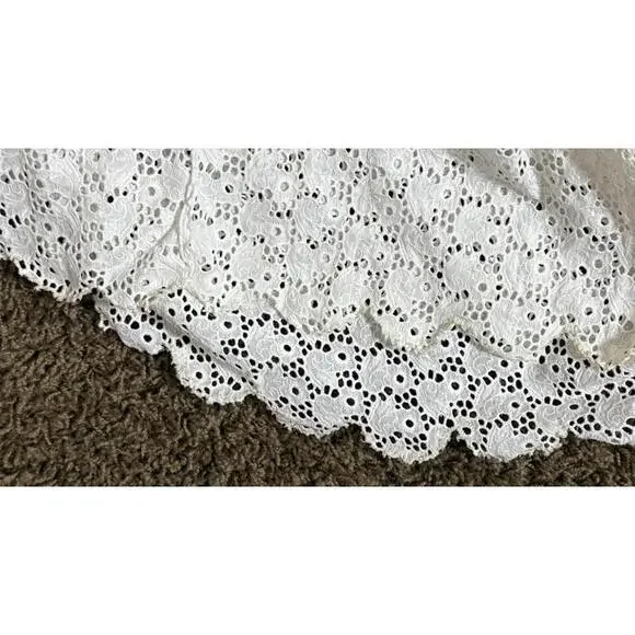 Rare 1970's White Cotton Eyelet Prairie Wedding Gown White Edwardian Style - Picture 10 of 10